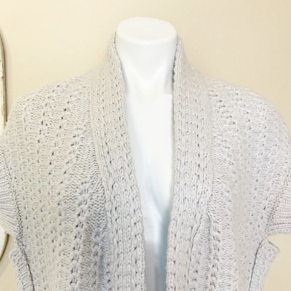 Inhabit | Light Gray Wool Blend Short Sleeve Open Cardigan Sweater | Size: 79 - Picture 2 of 8